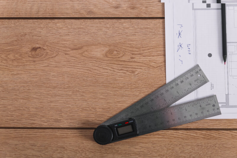 Close up ruler blueprints